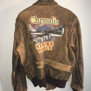Men’s bomber leather jacket from record company